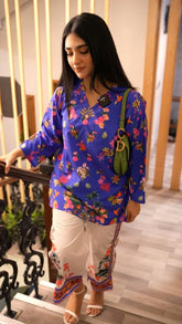 Pixie - Contemporary Short Shirt with Beautiful flower Prints